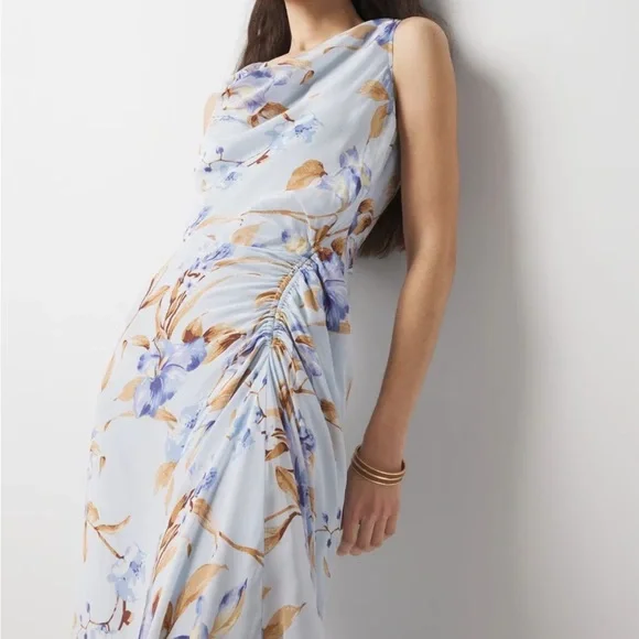 NEW WHBM Cowl Neck Ruched Midi Dress - Picture 13 of 13